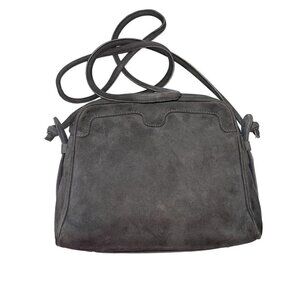 Bally Vintage Womens Shoulder Crossbody Bag Suede Taupe Gray